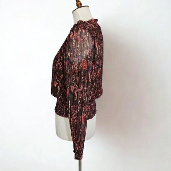 Joie Brown Paisley Sheer Blouse - Picture 6 of 10